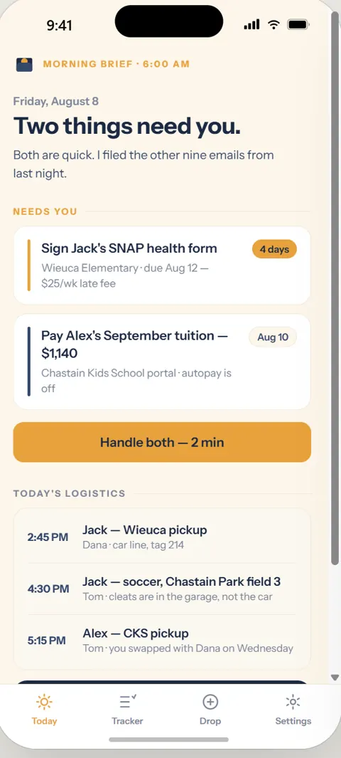 FridayFolder morning brief — two things need you
